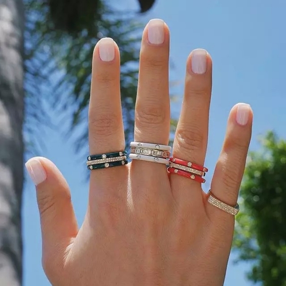 NEW Black Ceramic Stacking Ring | 925 Sterling Silver - Picture 4 of 16